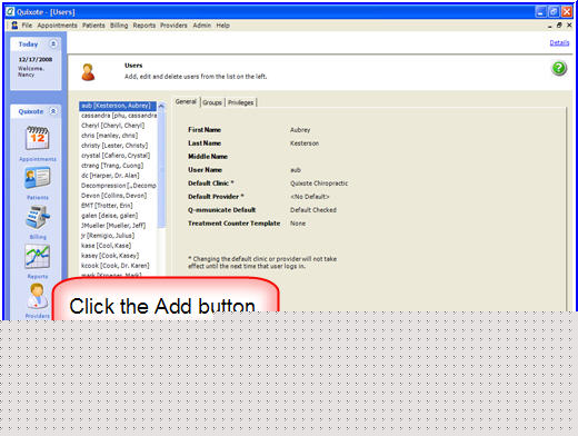 Users Add Button