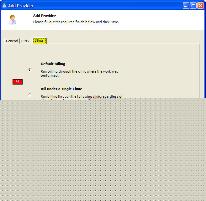 Add Provider Billing Tab