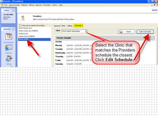 Add Provider Scedhule Tab