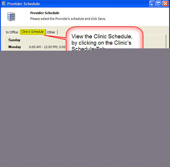 Provider Clinic Schedule Tab