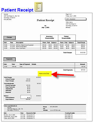 Patient Receipt Example