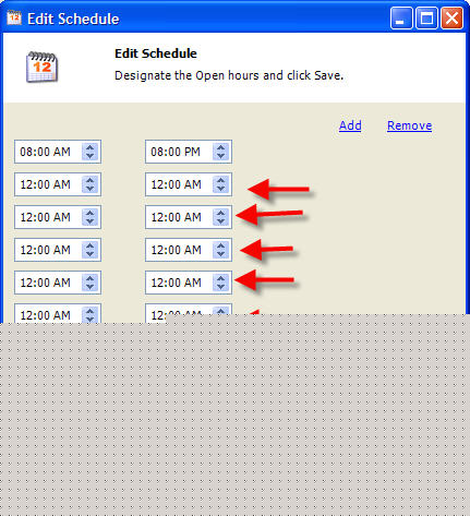 Weekly Schedule Edit Add