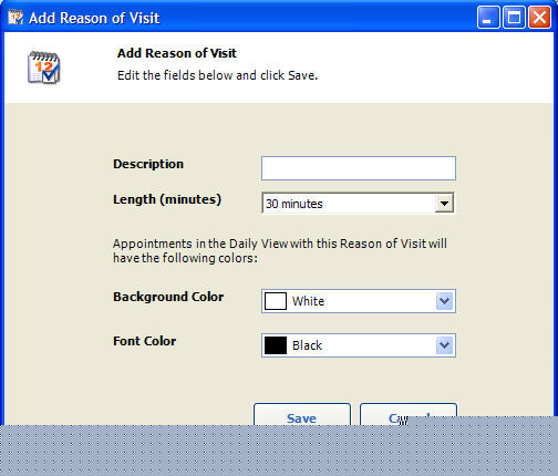 Reason of Visits Add