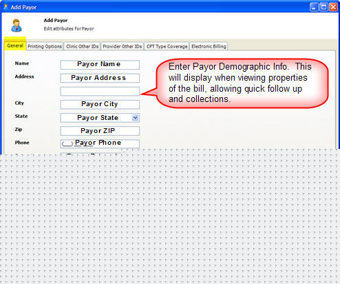 Payors General Tab