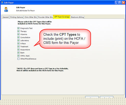 Payor CPT Type Coverage Tab