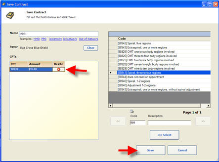 insurance contracts CPT Code Delete