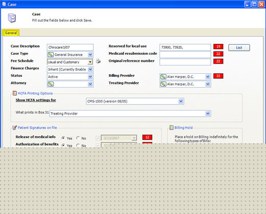 Case Information General Tab