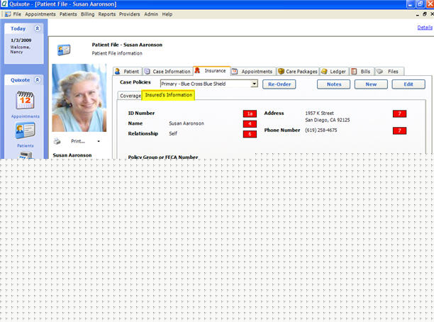 Patient Insurance Insureds Information Tab