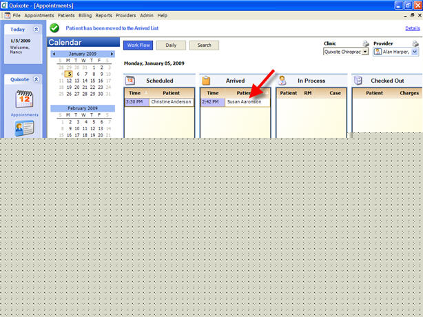 Appointments Workflow Arrived