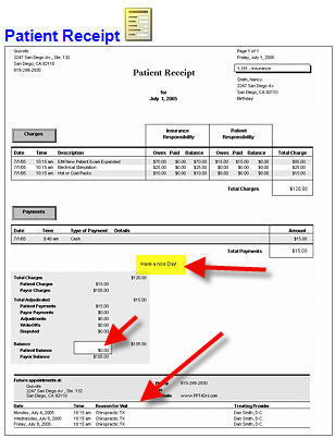 Patient Receipt Example with future appointments