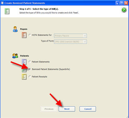 Billing Billing Itemized Statements Step 1