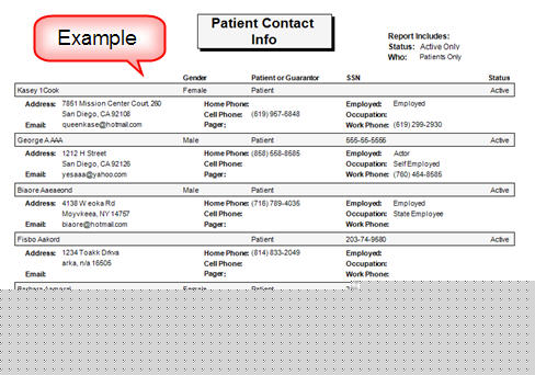 Reports Patients Example