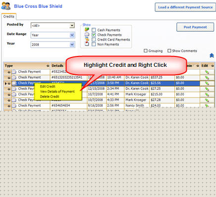 View EOB Right Click