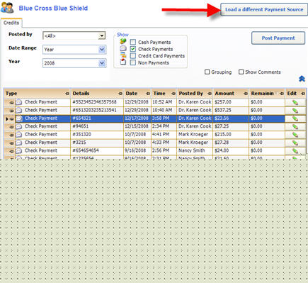 View EOB Load Payment Source