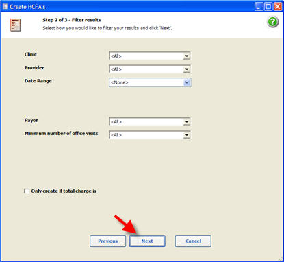 Patient Bill Create HCFA Step 2