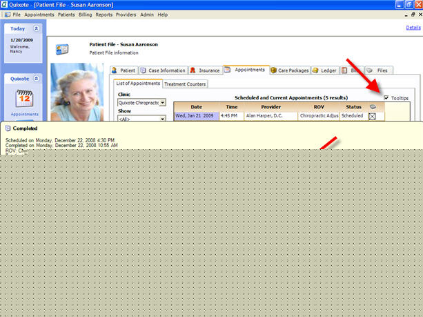 Appointment Tab Tooltips