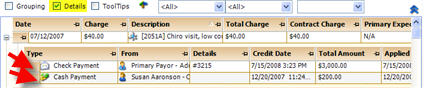 Patient Ledger Tab Legend Details