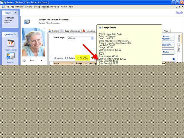 Patient Ledger Tab Tooltips