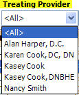 Patient Ledger Tab Treating Provider