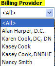 Patient Ledger Tab Billing Provider