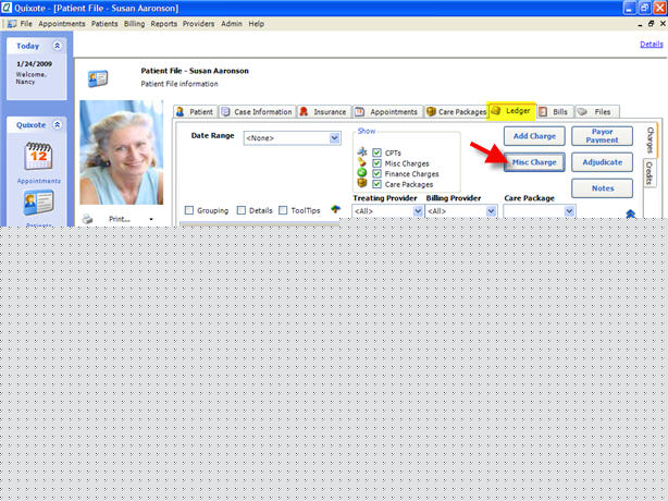 Patient Ledger Tab Post Misc Charge 0