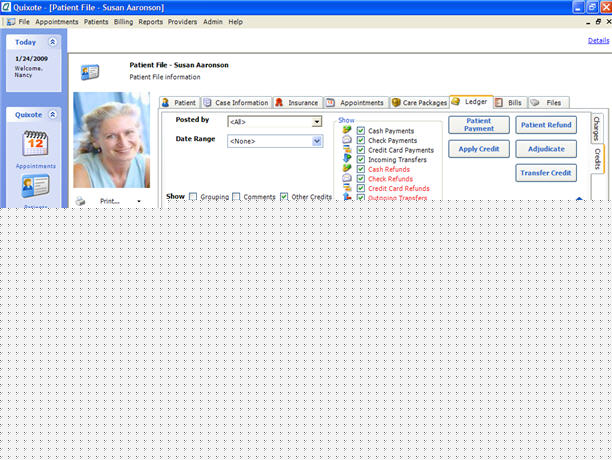 Patient Ledger Tab Patient Credits Hyperlink
