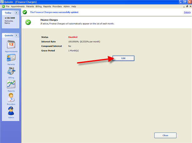 Finance Charges Edit