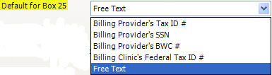 Quixote Settings and Defaults HCFA 0805 New Payors Box 25