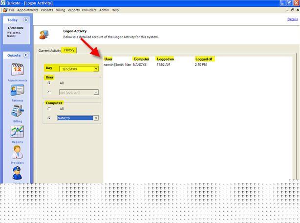 Logon Activity History