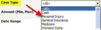 Write Off Report Case Type