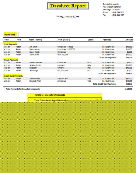 Daysheet Report Example 2