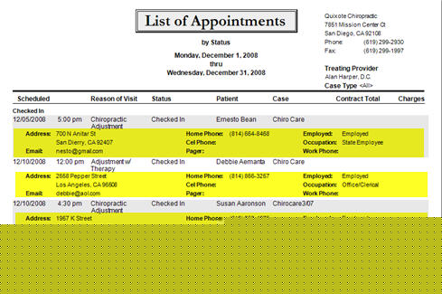 Appointments Report Details Example