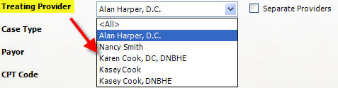 CPT Report Treating Provider