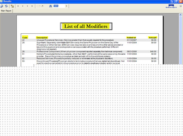 CPT Report Modifiers Report Example