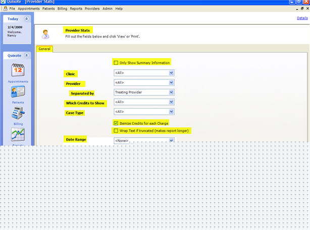 Provider Stats General Tab