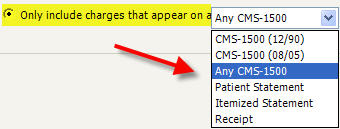Charges Report Only Include charges that